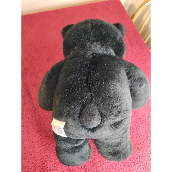 Build A Bear Black Bear Tan Mouth Plush Stuffed Animal Shiny Fur 16" - Picture 3 of 5